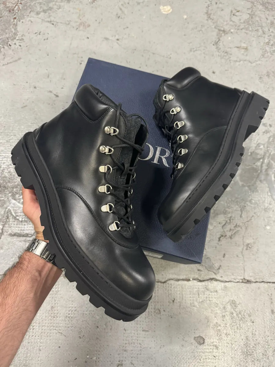 Dior Explorer Jacquard Black Leather Mountain Boots fXtXQDJ 0