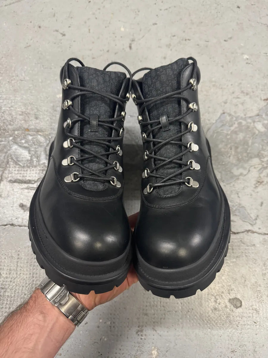 Dior Explorer Jacquard Black Leather Mountain Boots fXtXQDJ 1