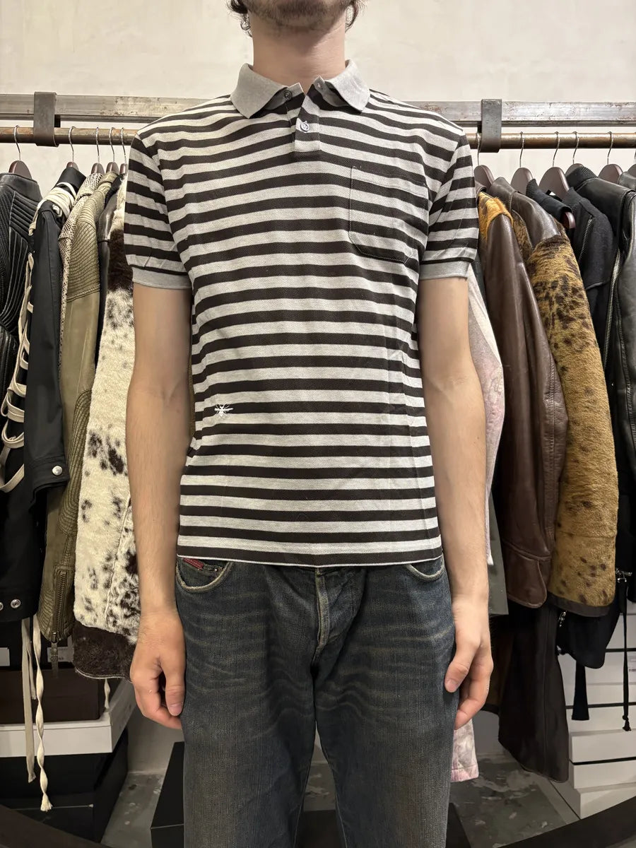 Dior Grey & Black Striped Polo Shirt NPQXItr 1