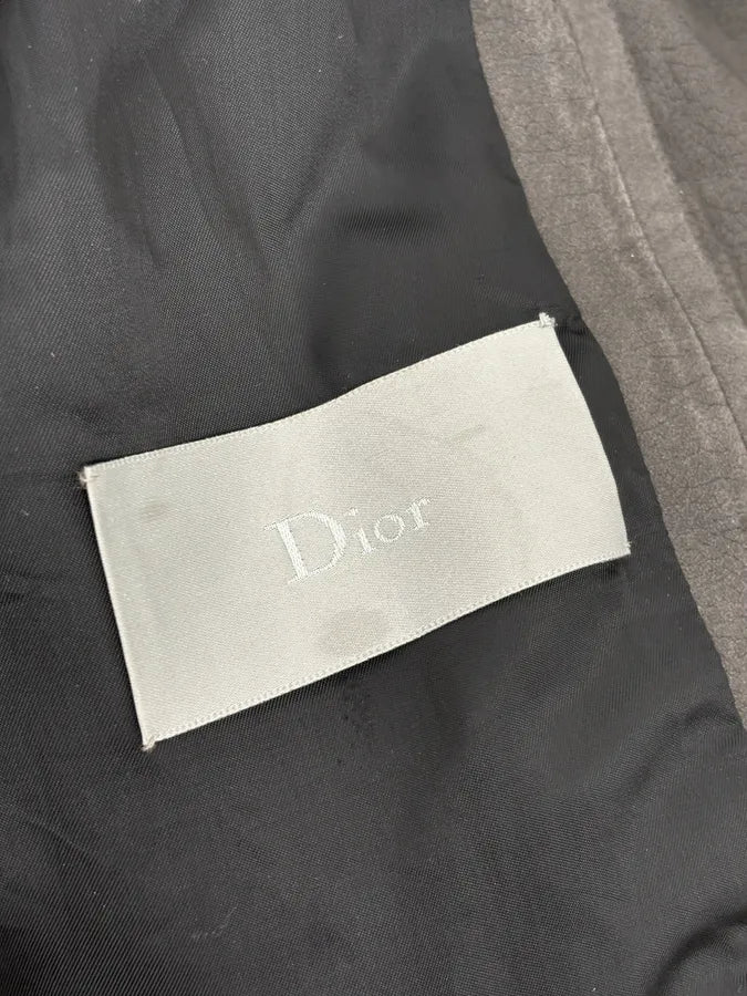 2010s Dior Grey Asymmetrical Leather Biker Jacket by Kris Van Assche DGLKaCZ 16