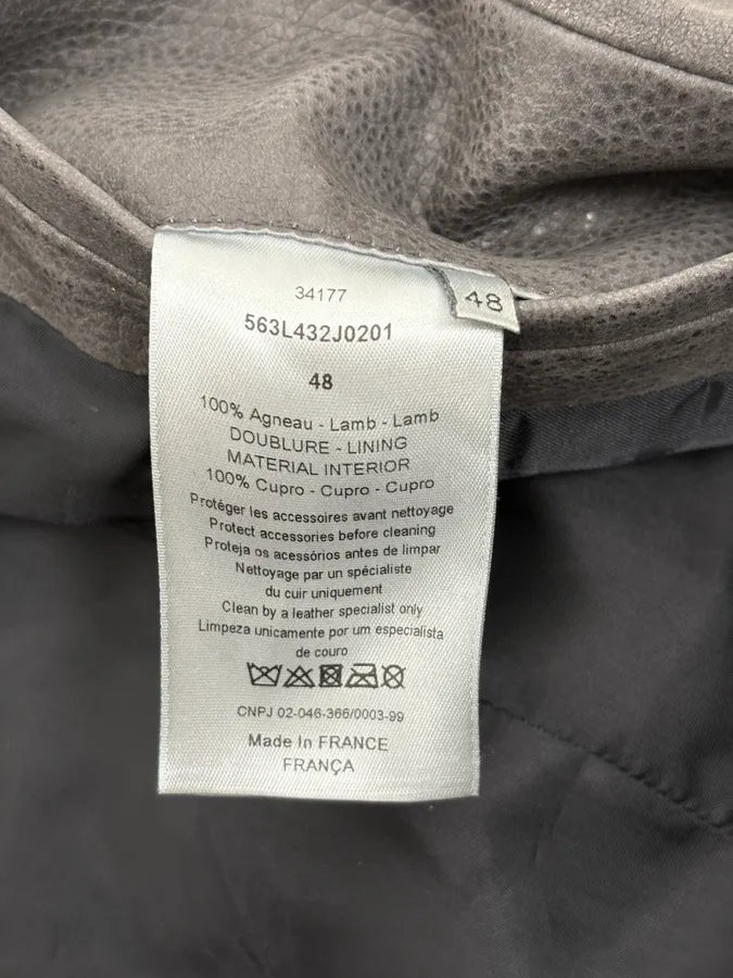2010s Dior Grey Asymmetrical Leather Biker Jacket by Kris Van Assche DGLKaCZ 17