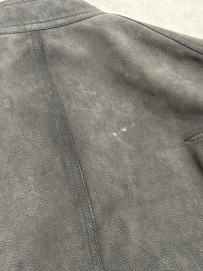 2010s Dior Grey Asymmetrical Leather Biker Jacket by Kris Van Assche DGLKaCZ 12