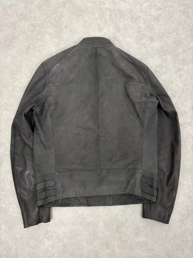 2010s Dior Grey Asymmetrical Leather Biker Jacket by Kris Van Assche DGLKaCZ 8
