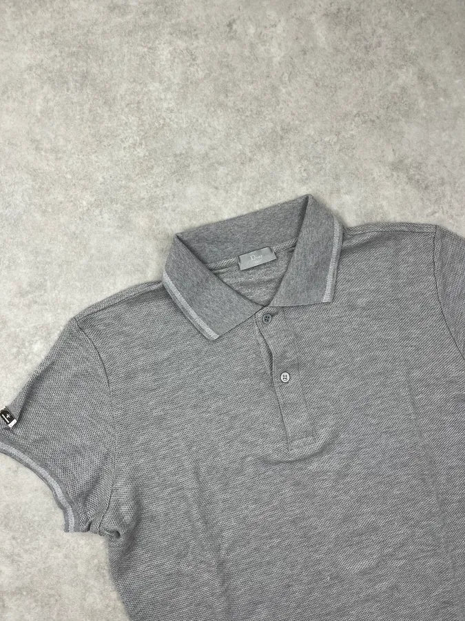 2000s Dior Homme Grey Classic Textured Polo JhCCSae 3