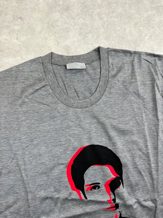 Dior Grey Cotton Portrait Graphic T-Shirt TEKKGVG 4