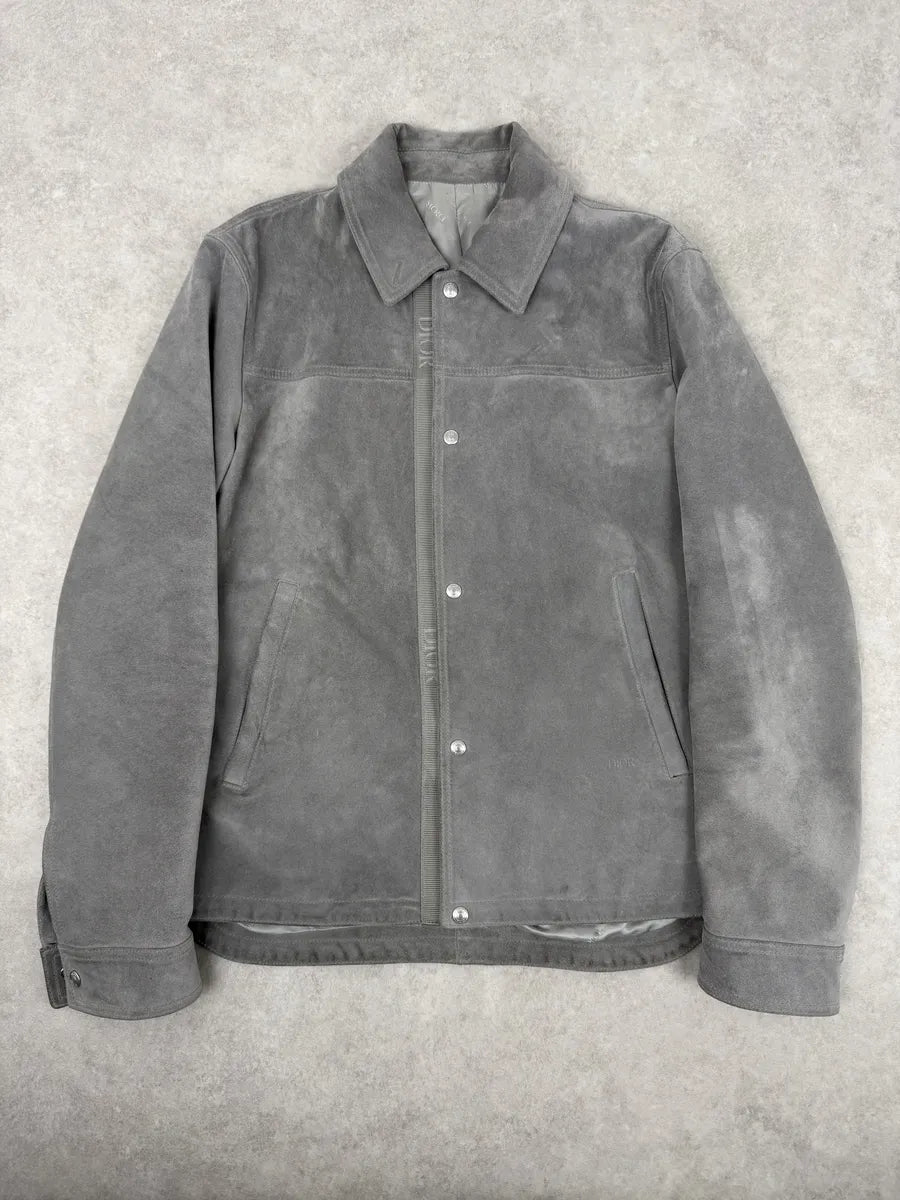 Dior Grey Suede Premium Trucker Leather Jacket OYVaFqa 0