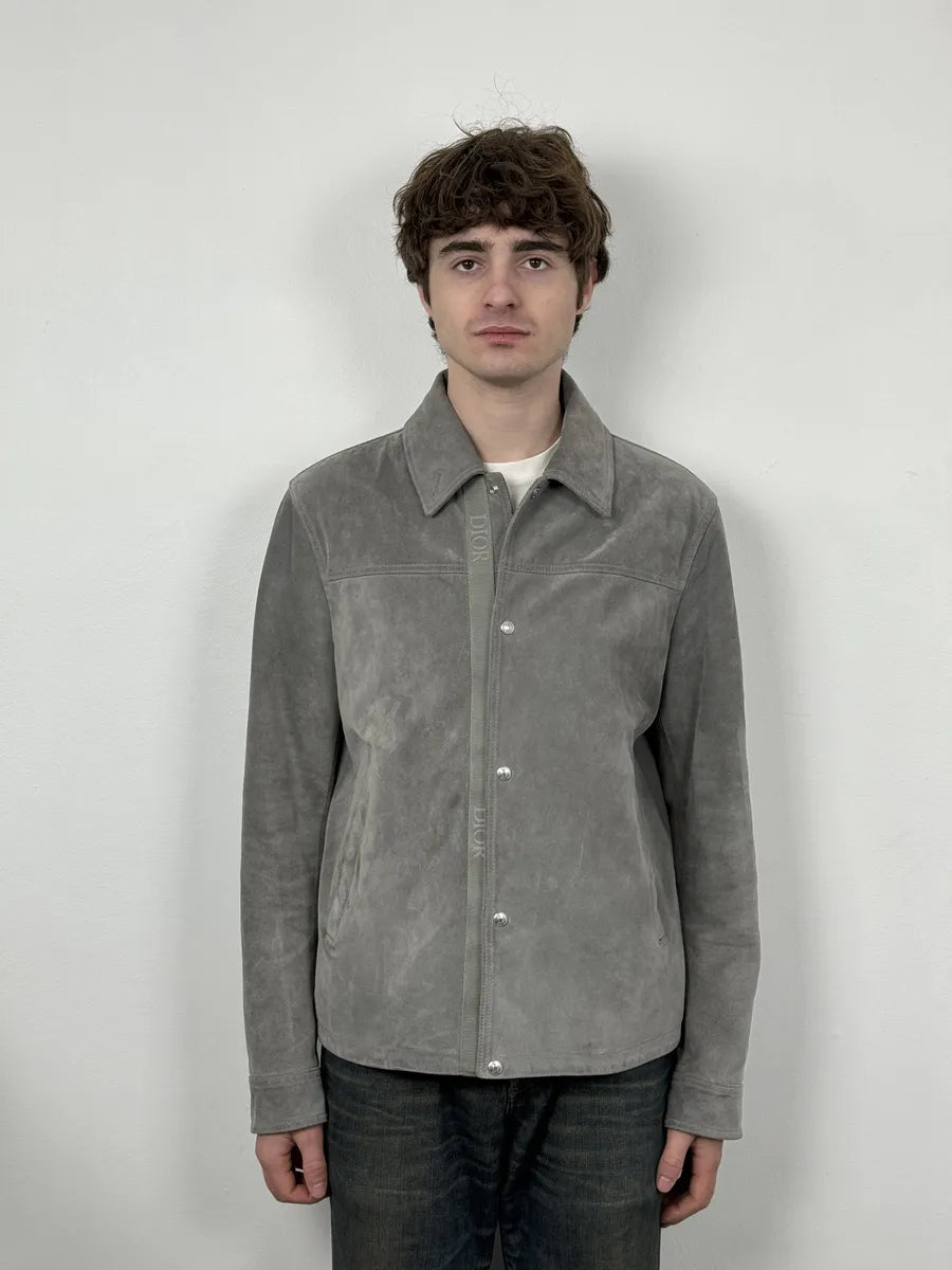 Dior Grey Suede Premium Trucker Leather Jacket OYVaFqa 1