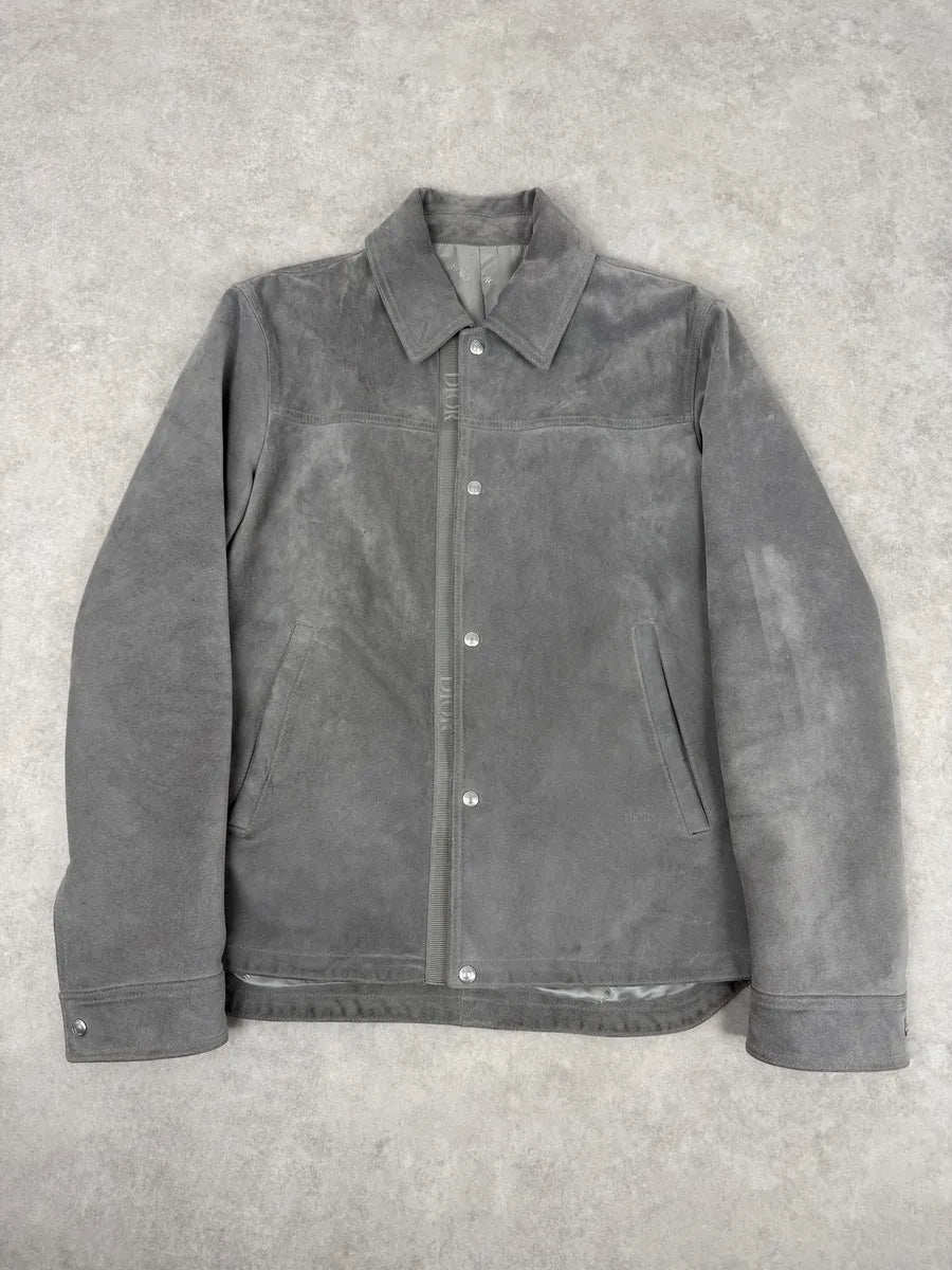 Dior Grey Suede Premium Trucker Leather Jacket OYVaFqa 4