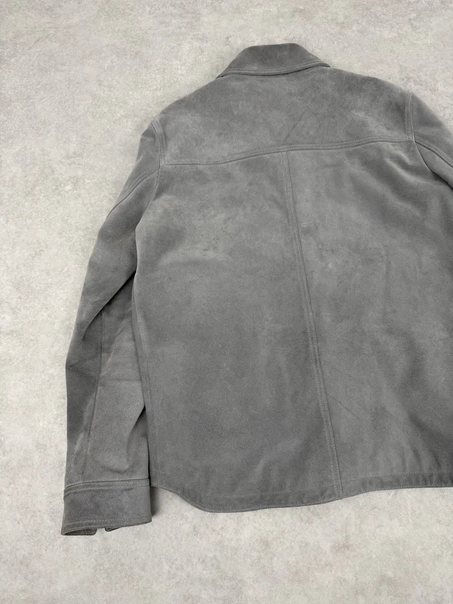 Dior Grey Suede Premium Trucker Leather Jacket OYVaFqa 5