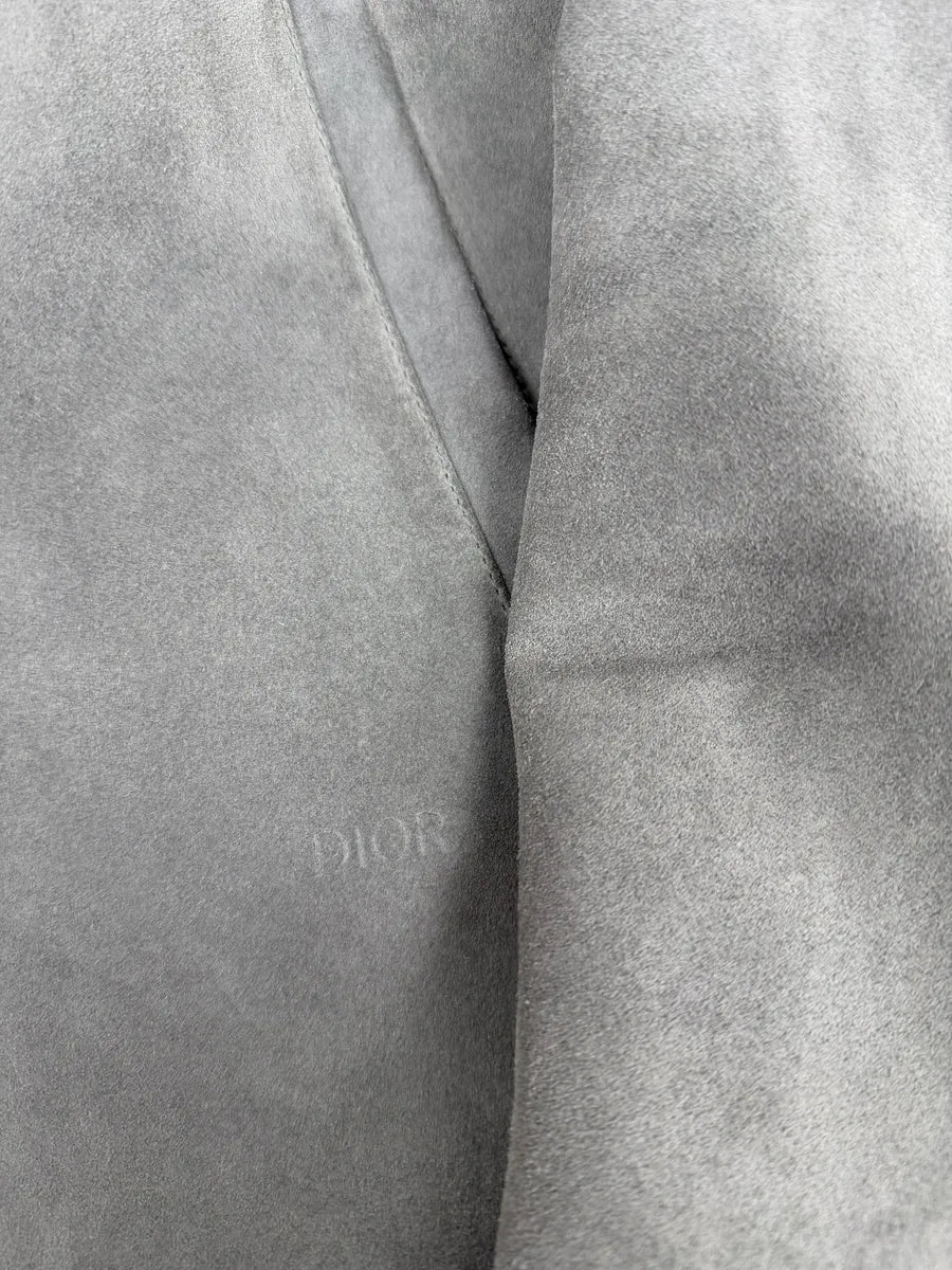 Dior Grey Suede Premium Trucker Leather Jacket OYVaFqa 6