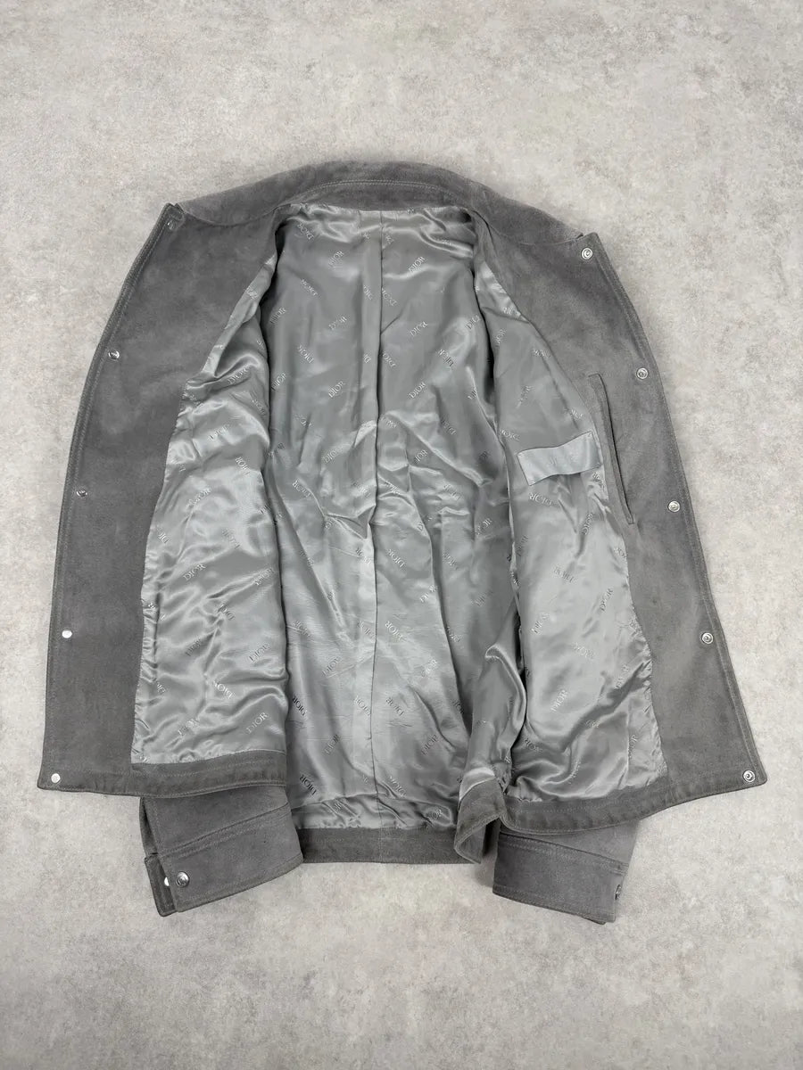 Dior Grey Suede Premium Trucker Leather Jacket OYVaFqa 8