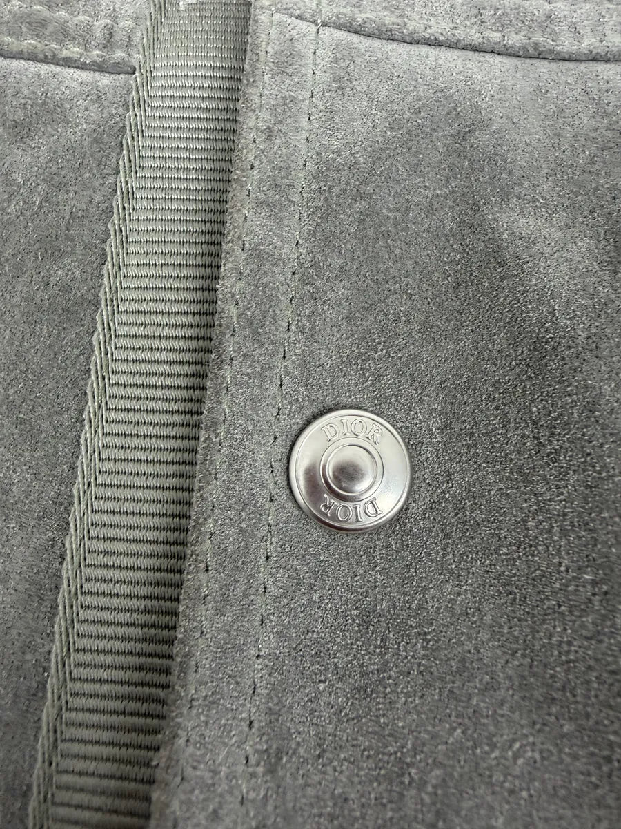 Dior Grey Suede Premium Trucker Leather Jacket OYVaFqa 9