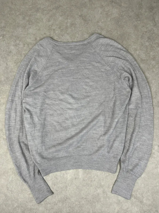 1990s Christian Dior Grey V-Neck Sweater PLVZGbV 5