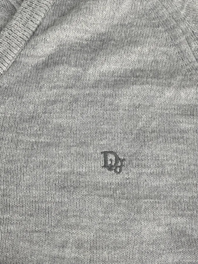 1990s Christian Dior Grey V-Neck Sweater PLVZGbV 7