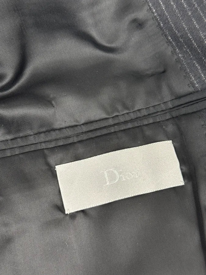2010s Dior Grey Wool White Pinstripe Blazer Jacket by Kris Van Assche RSHpnby 10