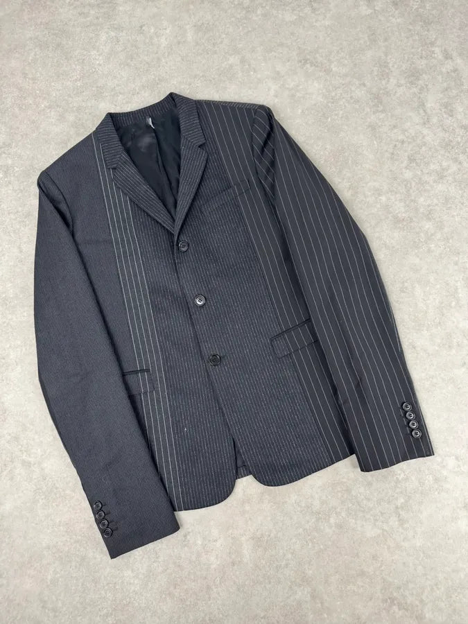 2010s Dior Grey Wool White Pinstripe Blazer Jacket by Kris Van Assche RSHpnby 3
