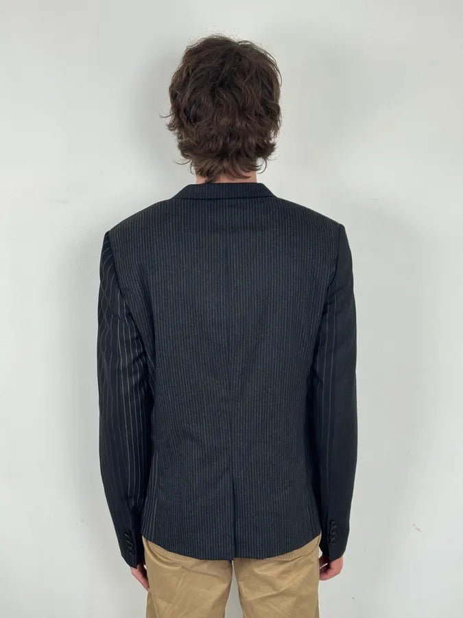 2010s Dior Grey Wool White Pinstripe Blazer Jacket by Kris Van Assche RSHpnby 2