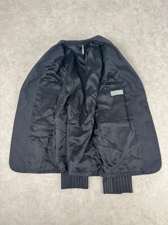 2010s Dior Grey Wool White Pinstripe Blazer Jacket by Kris Van Assche RSHpnby 8