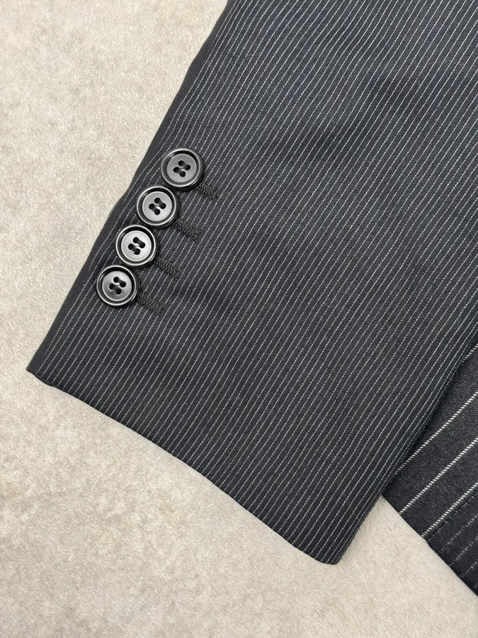 2010s Dior Grey Wool White Pinstripe Blazer Jacket by Kris Van Assche RSHpnby 9