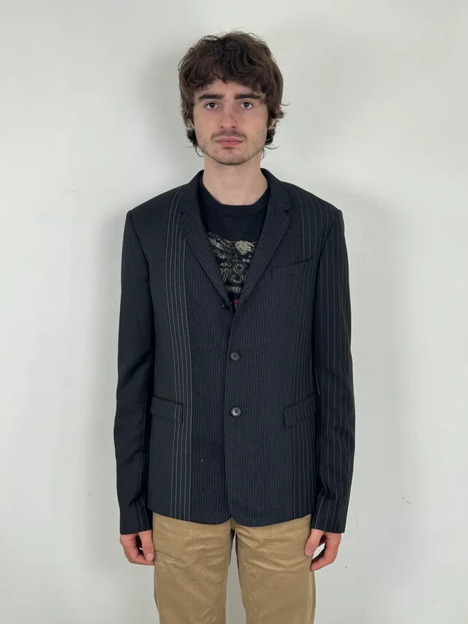 2010s Dior Grey Wool White Pinstripe Blazer Jacket by Kris Van Assche RSHpnby 1