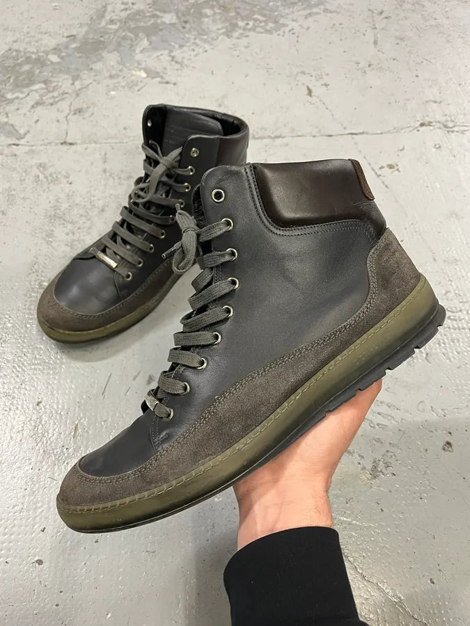 Dior Homme Grey Leather Lace-Up Hiking Boot vpqGjis 0