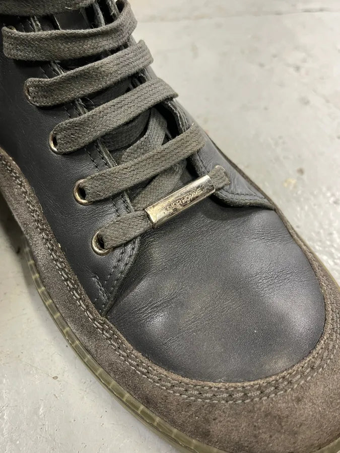 Dior Homme Grey Leather Lace-Up Hiking Boot vpqGjis 4