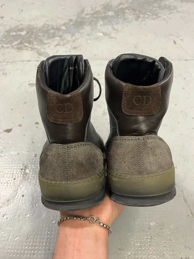 Dior Homme Grey Leather Lace-Up Hiking Boot vpqGjis 5