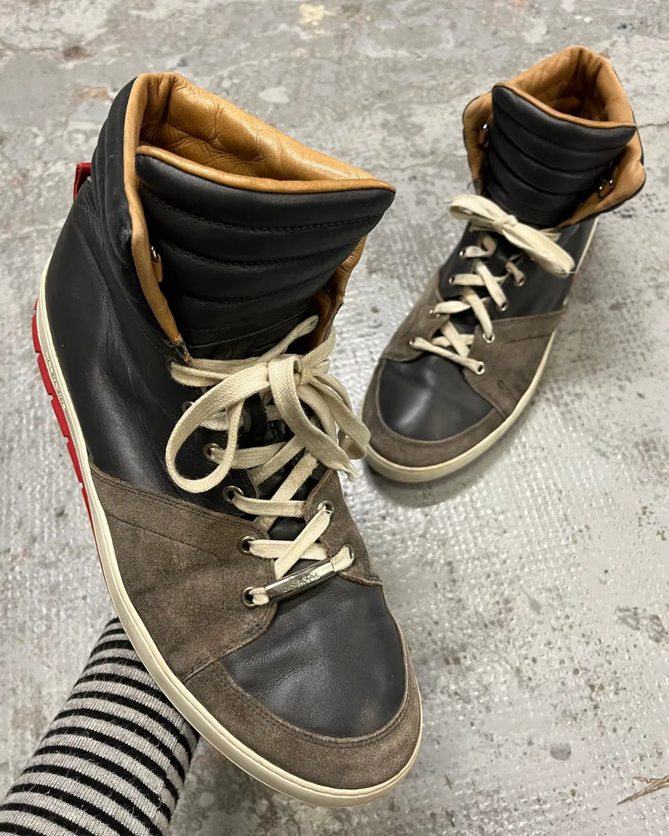 Dior Homme Grey Suede Black Leather High Sneakers  bNgJDNU 0