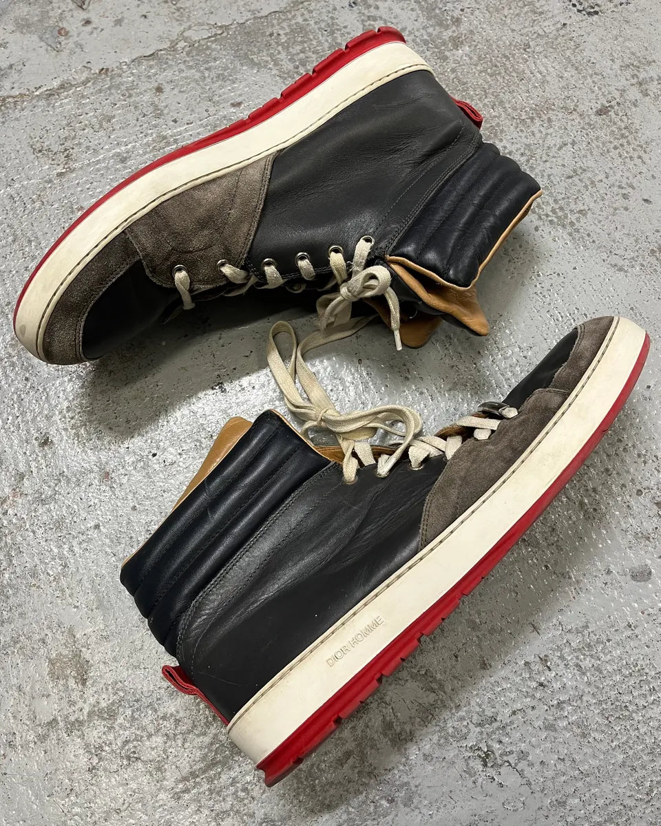 Dior Homme Grey Suede Black Leather High Sneakers  bNgJDNU 3