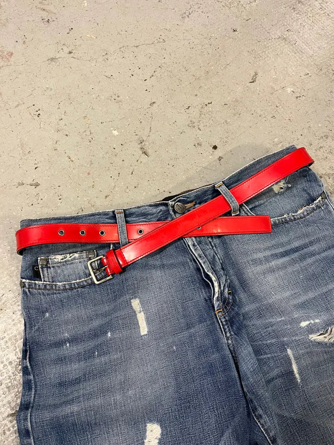 Dior Homme Red Leather Belt (OS) XOcIxoz 0