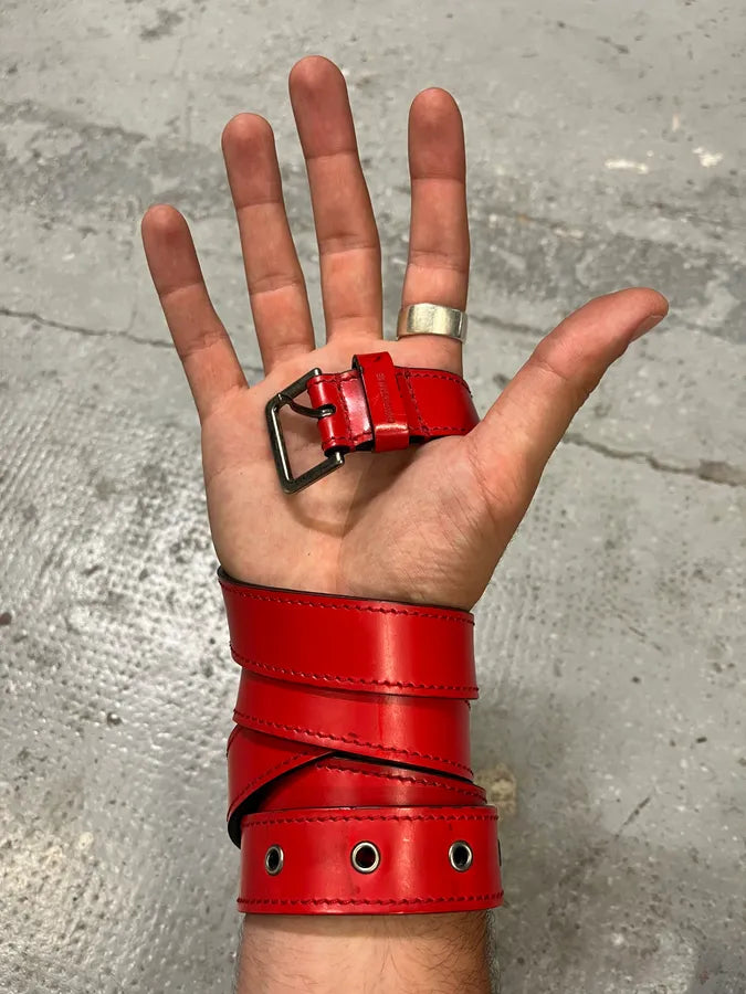 Dior Homme Red Leather Belt (OS) XOcIxoz 1