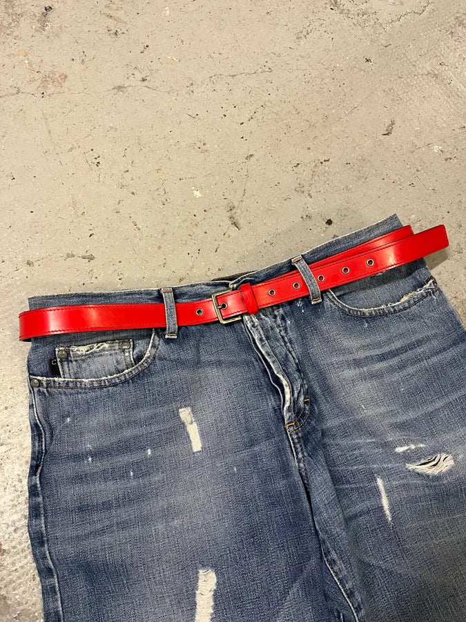 Dior Homme Red Leather Belt (OS) XOcIxoz 2