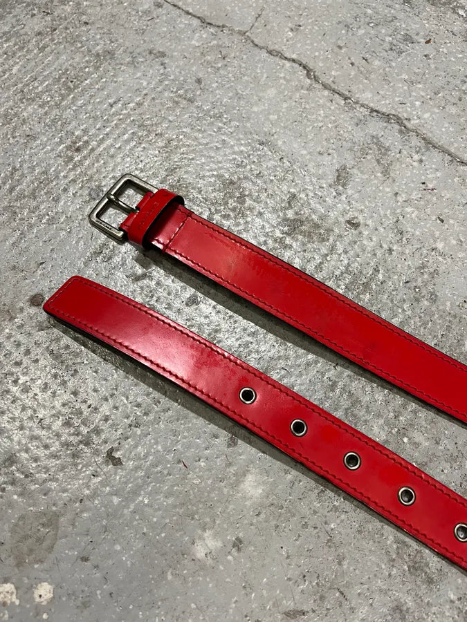 Dior Homme Red Leather Belt (OS) XOcIxoz 5