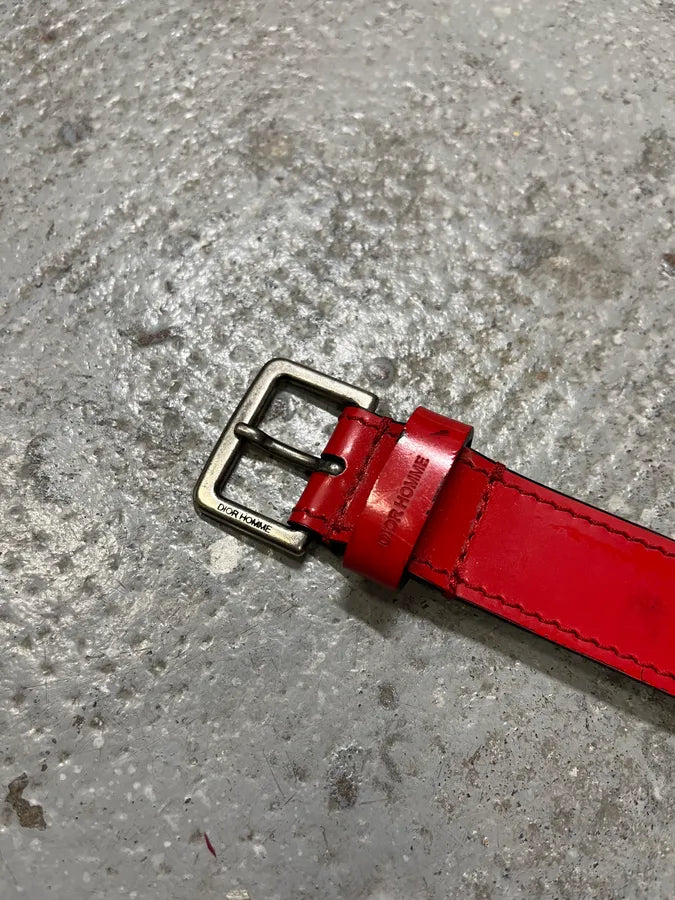 Dior Homme Red Leather Belt (OS) XOcIxoz 6