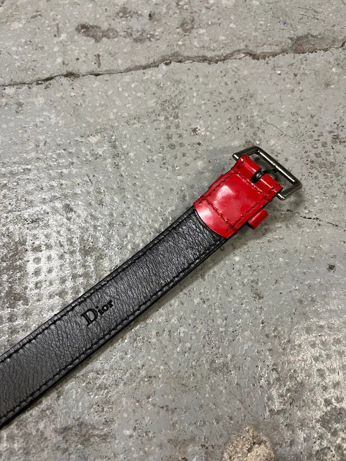 Dior Homme Red Leather Belt (OS) XOcIxoz 8