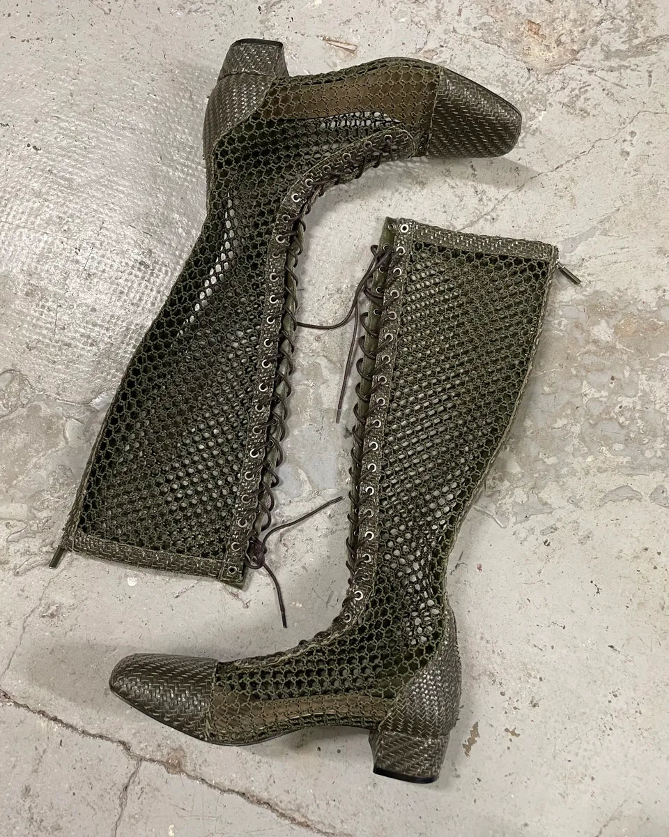 Dior Naughtily Olive High Fishnet Boots (39eu/us6.5) ZHqKxjU 0