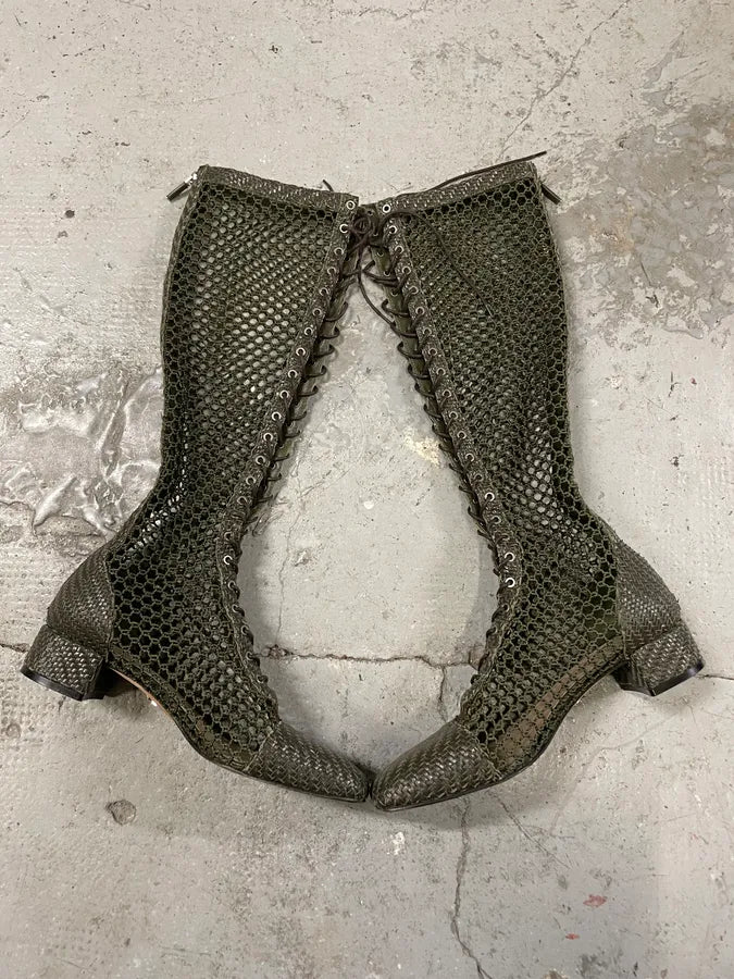 Dior Naughtily Olive High Fishnet Boots (39eu/us6.5) ZHqKxjU 1
