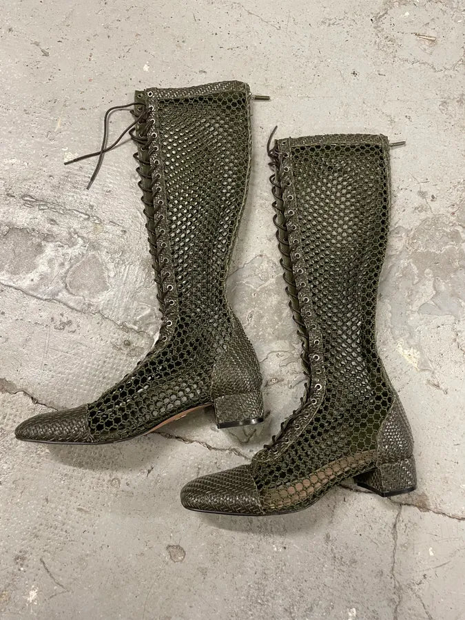 Dior Naughtily Olive High Fishnet Boots (39eu/us6.5) ZHqKxjU 2