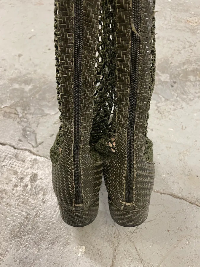 Dior Naughtily Olive High Fishnet Boots (39eu/us6.5) ZHqKxjU 4
