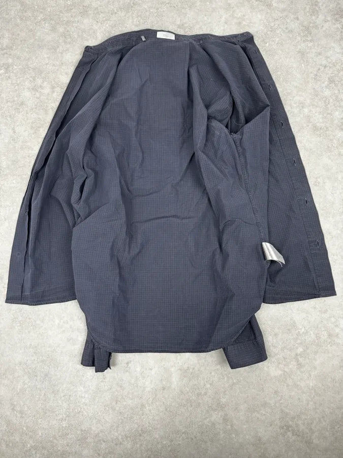 AW2012 Dior Navy & Grey Checkered Classy Shirt mHQKHYu 6