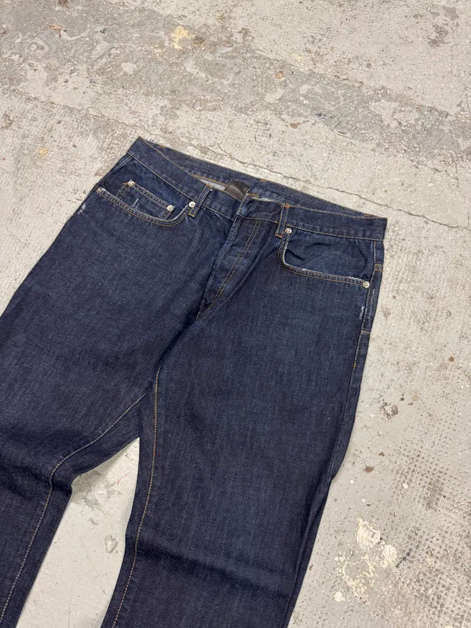 Dior Navy Blue Signature Brut Denim Jeans drxmeji 6