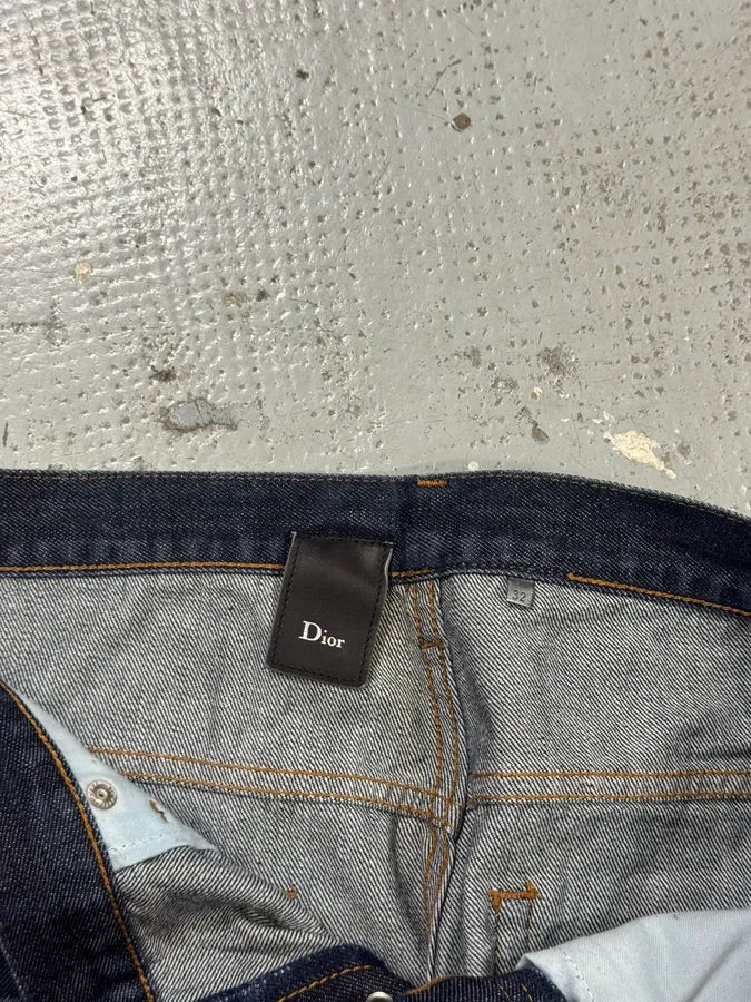 Dior Navy Blue Signature Brut Denim Jeans drxmeji 8