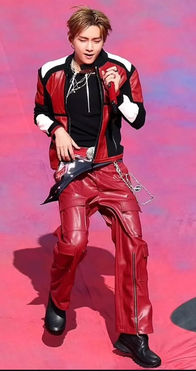 Dirk Bikkembergs Black & Red Leather Biker Jacket lzNHEBX 1
