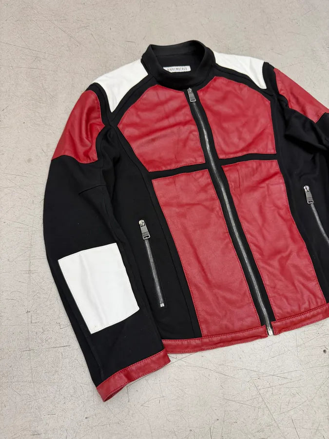 Dirk Bikkembergs Black & Red Leather Biker Jacket lzNHEBX 4