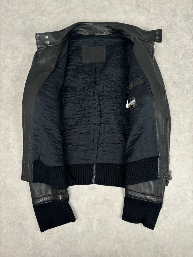 AW2008 Dirk Bikkembergs Black Leather Contrast Block Jacket CFkNNDV 6