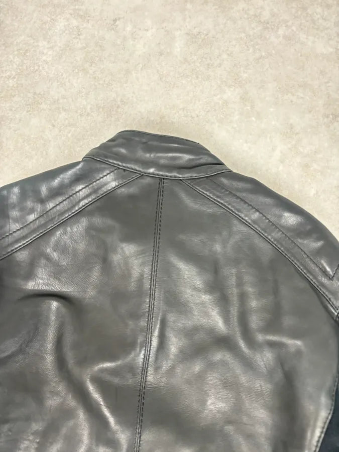AW2008 Dirk Bikkembergs Black Leather Contrast Block Jacket CFkNNDV 5