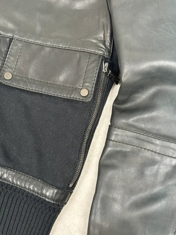 AW2008 Dirk Bikkembergs Black Leather Contrast Block Jacket CFkNNDV 8