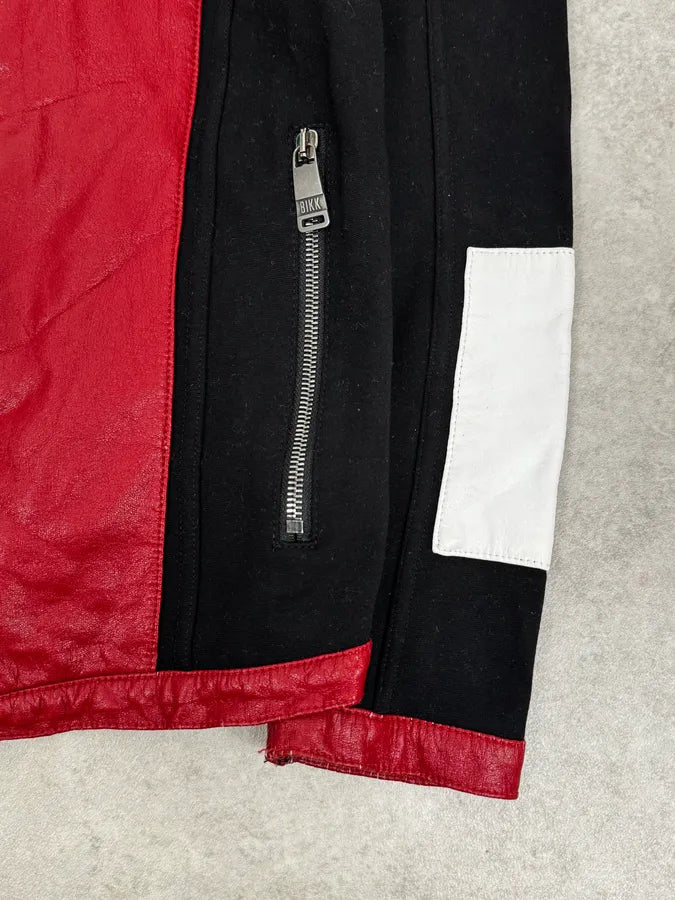 2000s Dirk Bikkembergs Mondrian Leather Color-Block Biker Leather Jacket wOZDDQU 8
