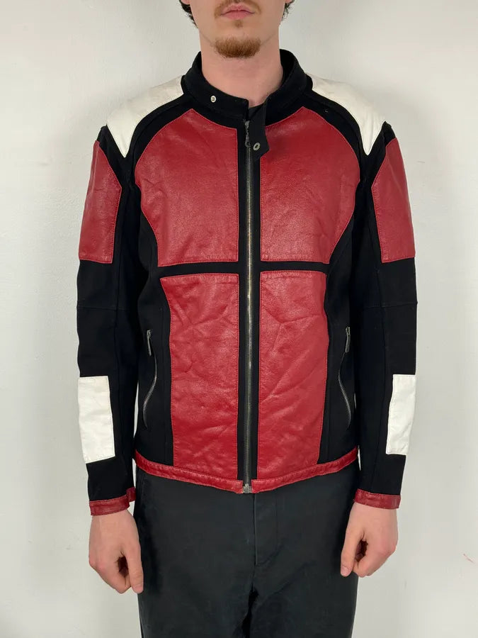 2000s Dirk Bikkembergs Mondrian Leather Color-Block Biker Leather Jacket wOZDDQU 1