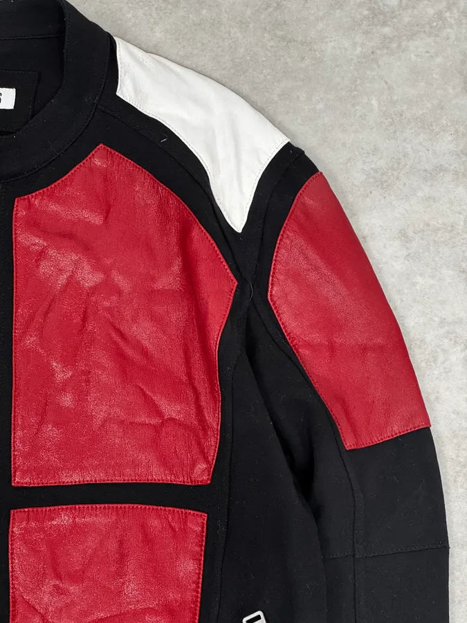 2000s Dirk Bikkembergs Mondrian Leather Color-Block Biker Leather Jacket wOZDDQU 7